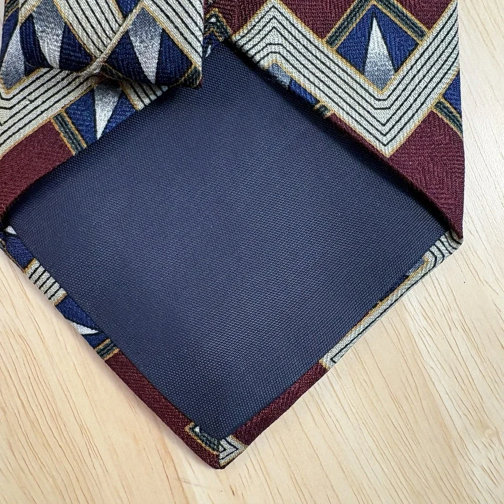Joseph A Bank Men's Burgundy Navy Geometric Woven Silk Tie One Size